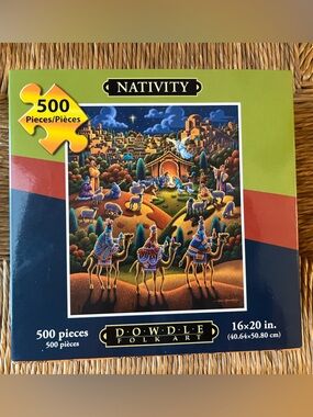 Dowdle Folk Art Nativity Jigsaw Puzzle 500 Piece - 16x20 Complete